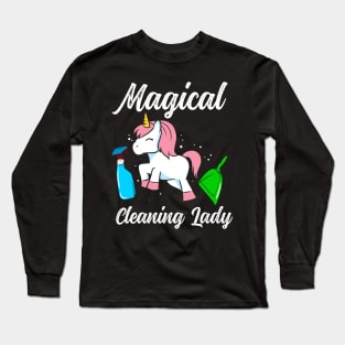 Unicorn cleaning lady Long Sleeve T-Shirt